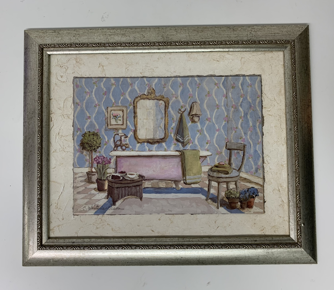 C.Winterle Olson - Framed Bathroom 17" x 14" x 0.5" Print thumbnail