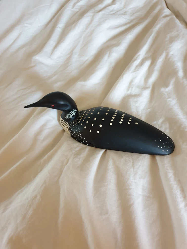 Wooden Carved Loon Decor
