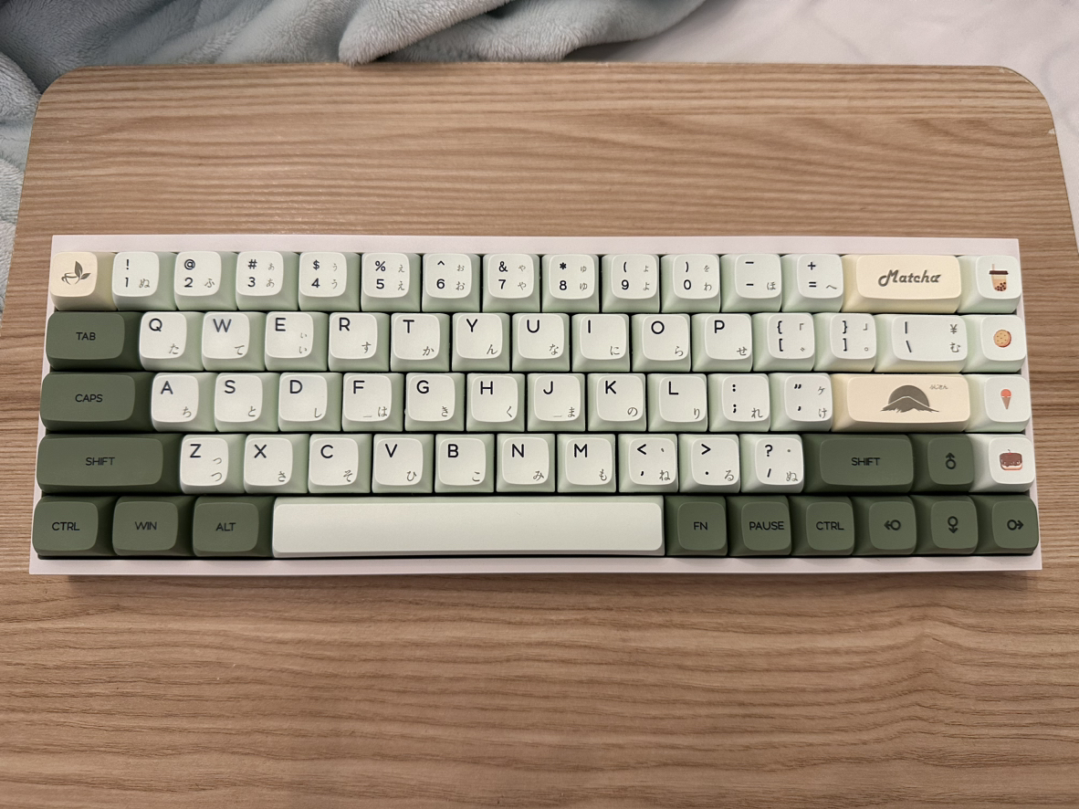 65% Custom Matcha Themed Mechanical Keyboard - White TOFU65 thumbnail