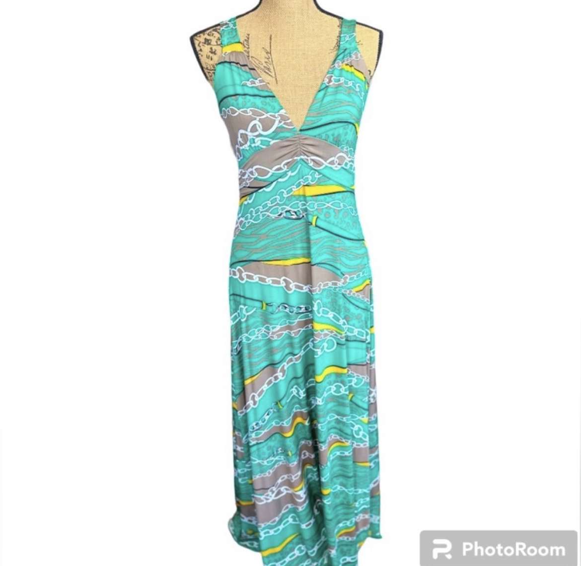 Purple Rain - green maxi dress sz L image indicator(2)