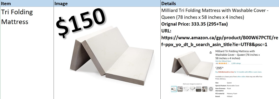 Queen Foldable Mattress