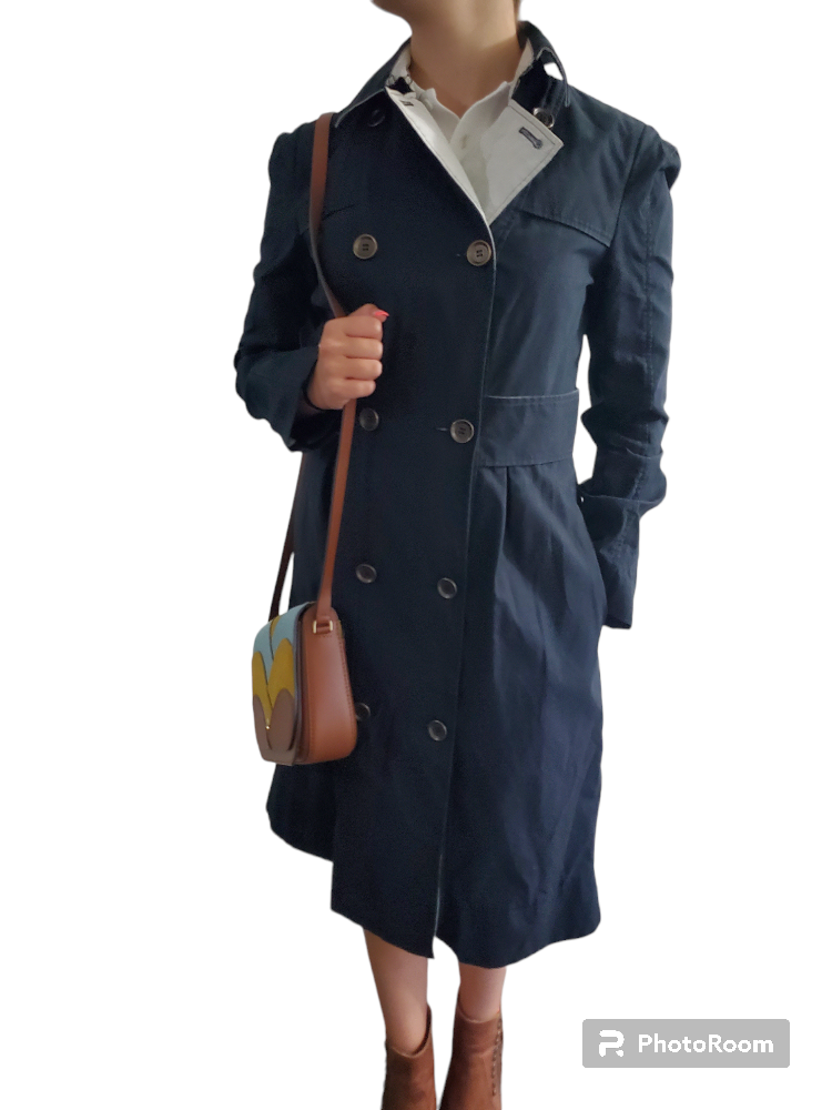 Diane Von Furatenberg Blue Trench Coat thumbnail