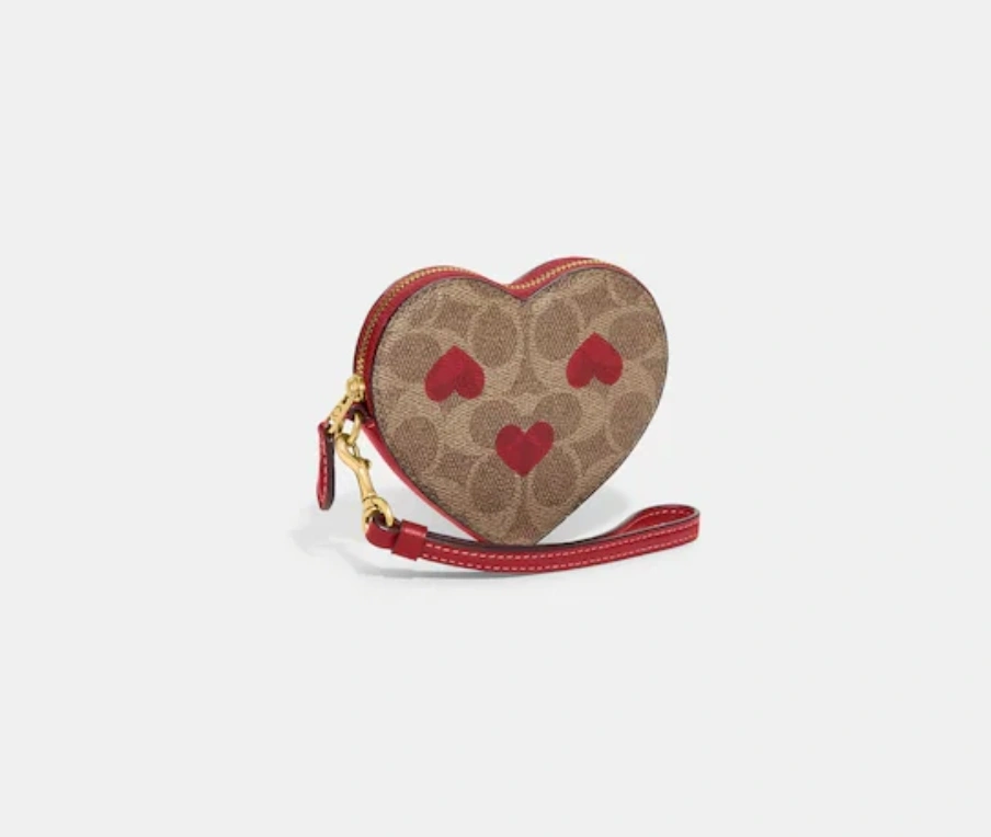 COACH®  Heart Wristlet In Signature Canvas With Heart Print