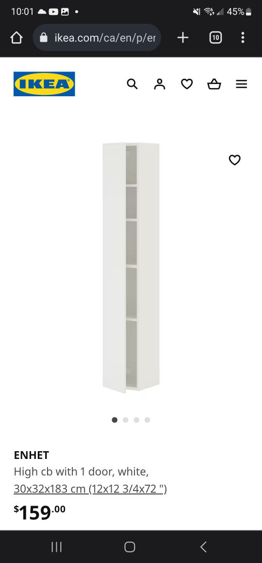 Ikea High cb with 1 door, white