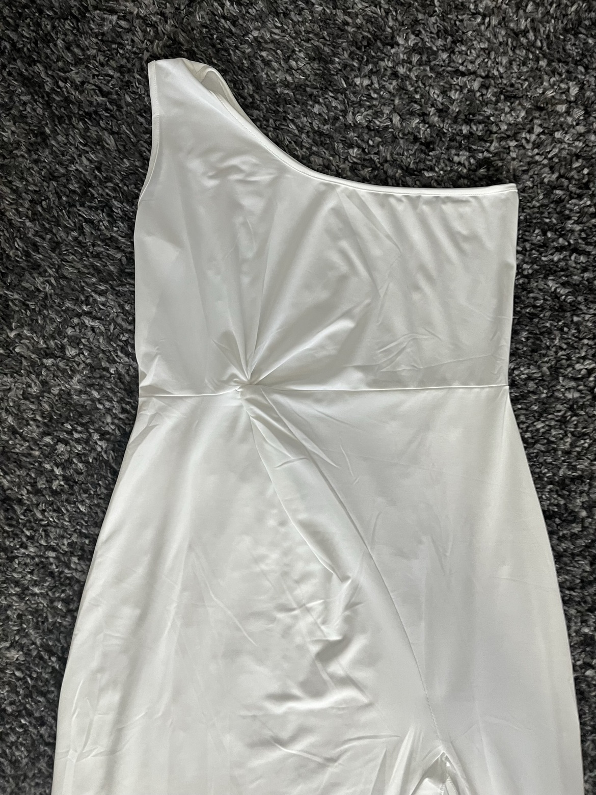 White Maxi Dress off shoulder Ruched Ruffle Evening Dress - XL image indicator(2)