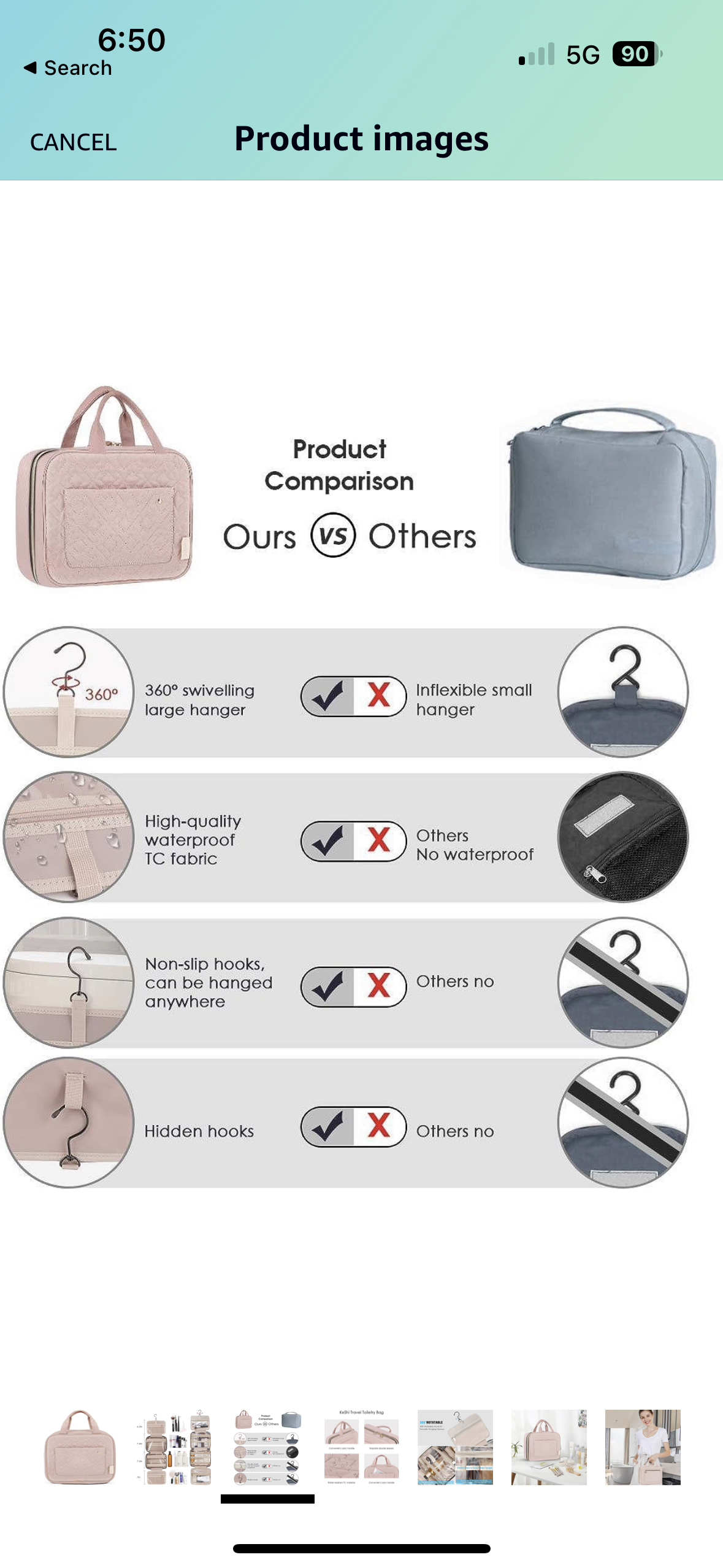 Hanging toiletry bag (never used) image indicator(3)