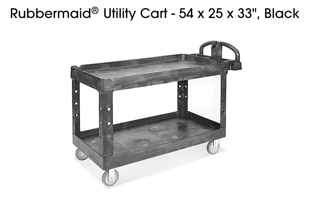 Rubbermaide Utility Cart - 54 X 25 X 33", Black