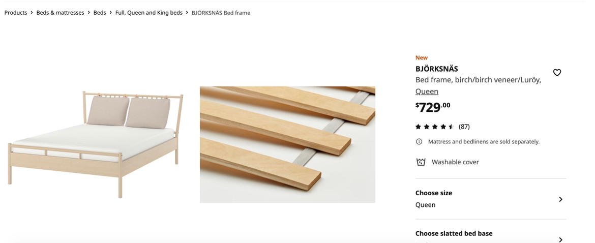 IKEA BJÖRKSNÄS Bed Frame and HAUGESUND Mattress image indicator(2)