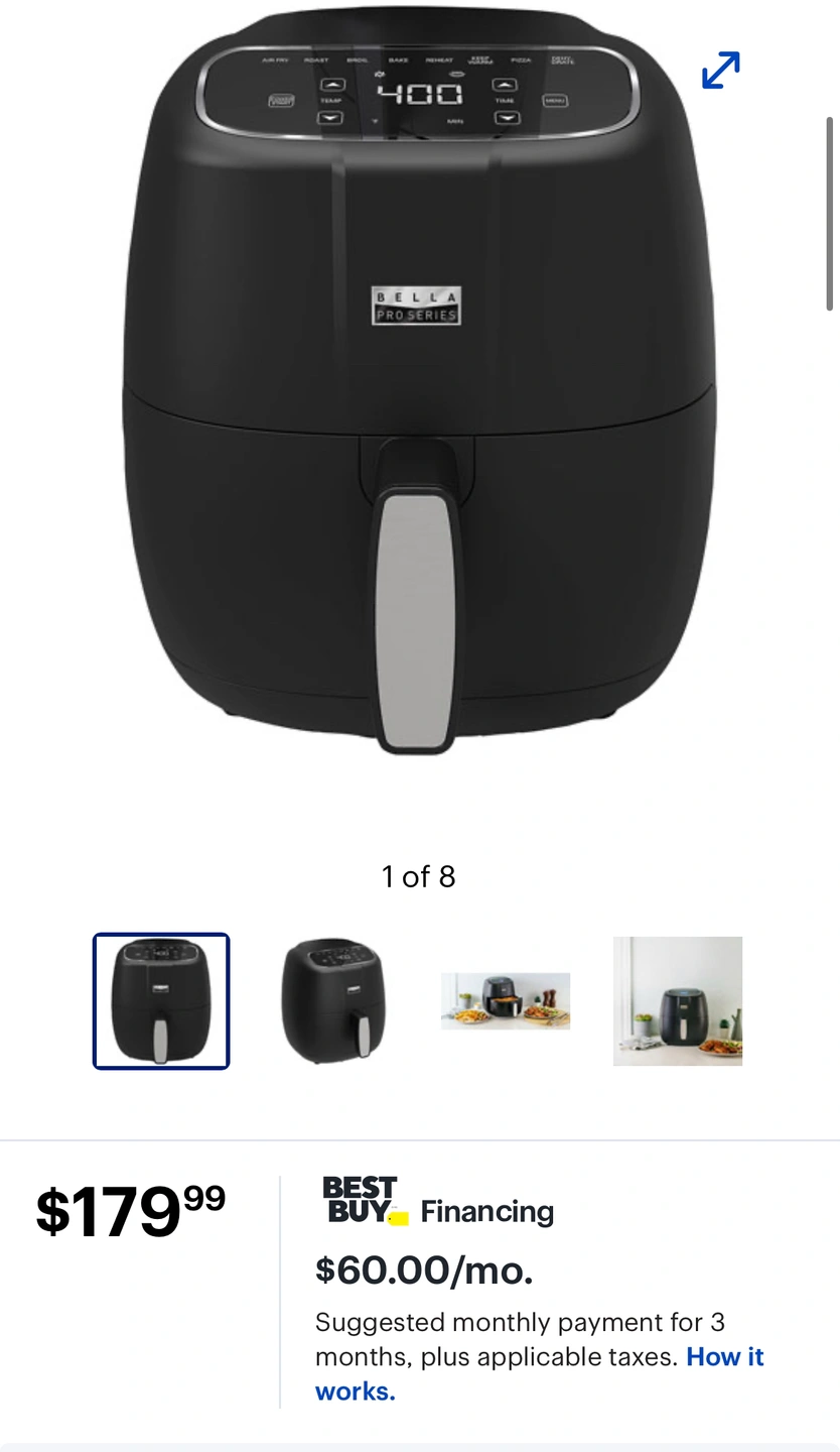 Bella Pro Series - 4-qt. Touchscreen Air Fryer - Black Matte