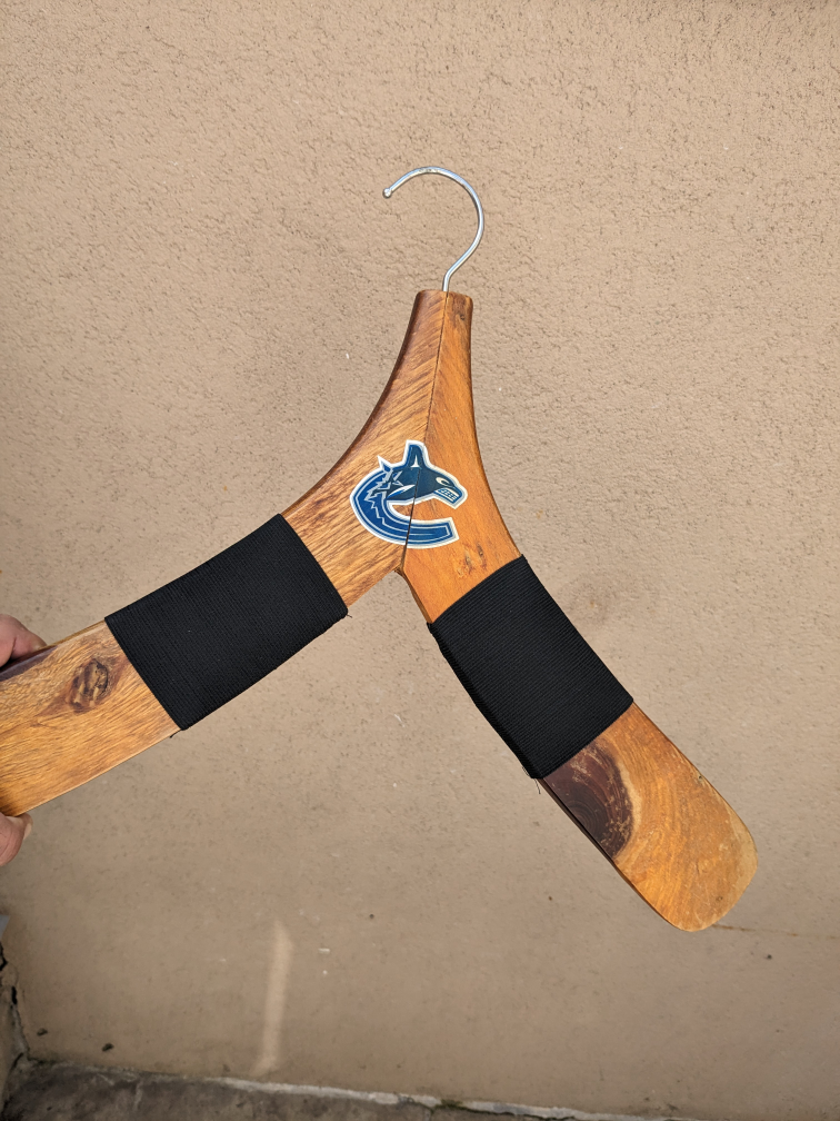 Vancouver Canucks wooden hockey theme hanger