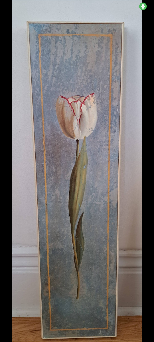 Trio of Flower Pictures on Wood image indicator(2)
