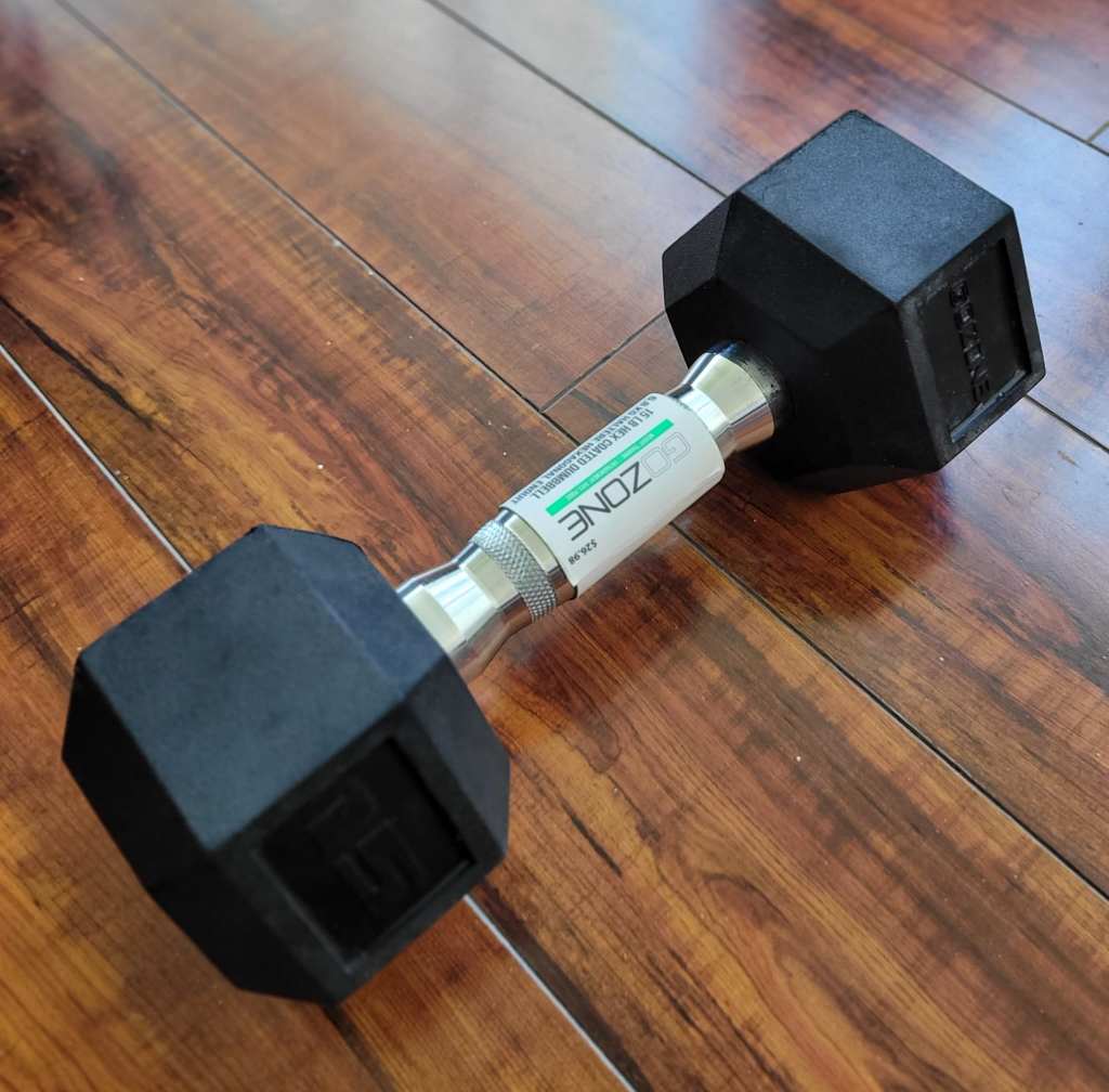 GoZone Rubber-Coated Hex Dumbbell – 15 Pounds thumbnail
