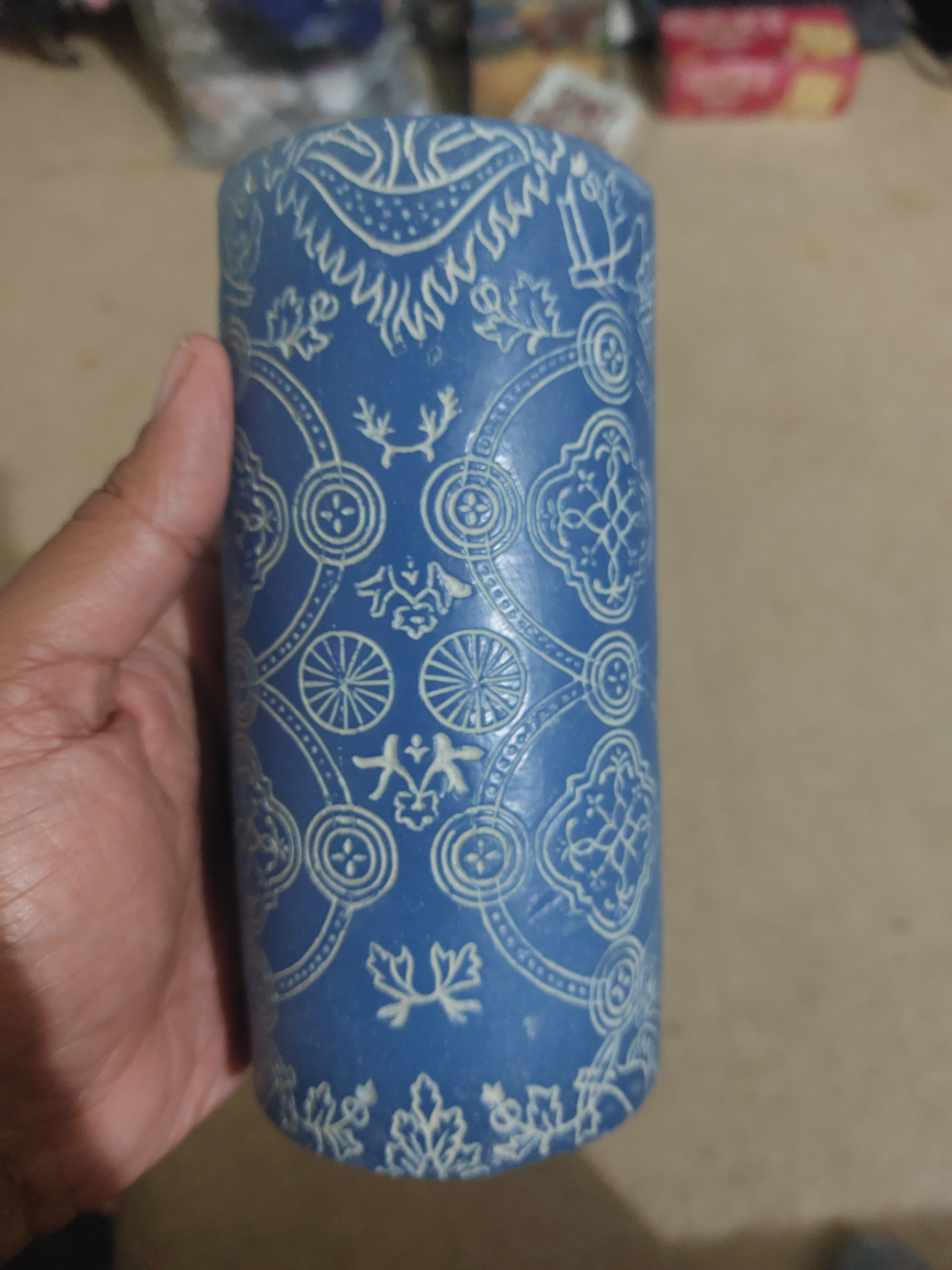 Unused blue candle