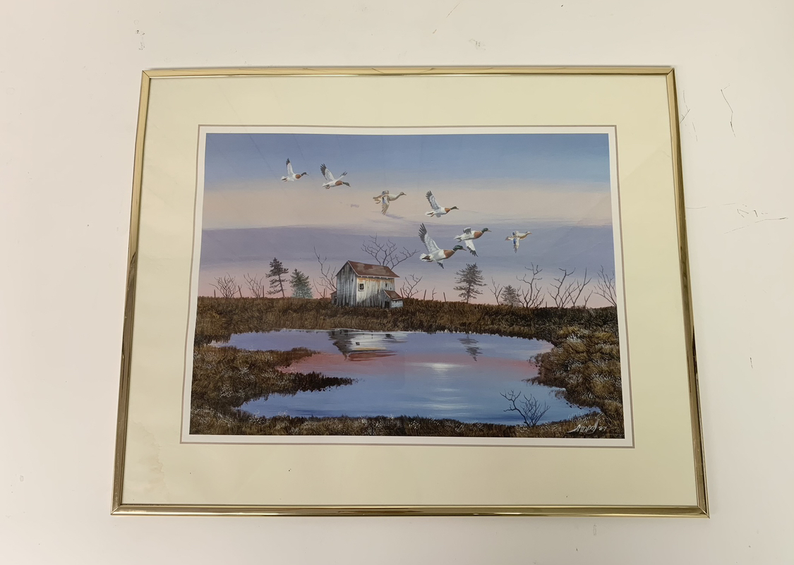 Migrating Ducks over Lake - 20" x 16" Print thumbnail