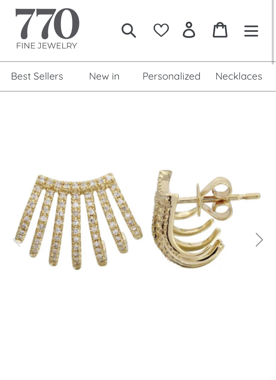 (770 FINE JEWELRY) Diamond 7 Claw Huggies 14K Earrings