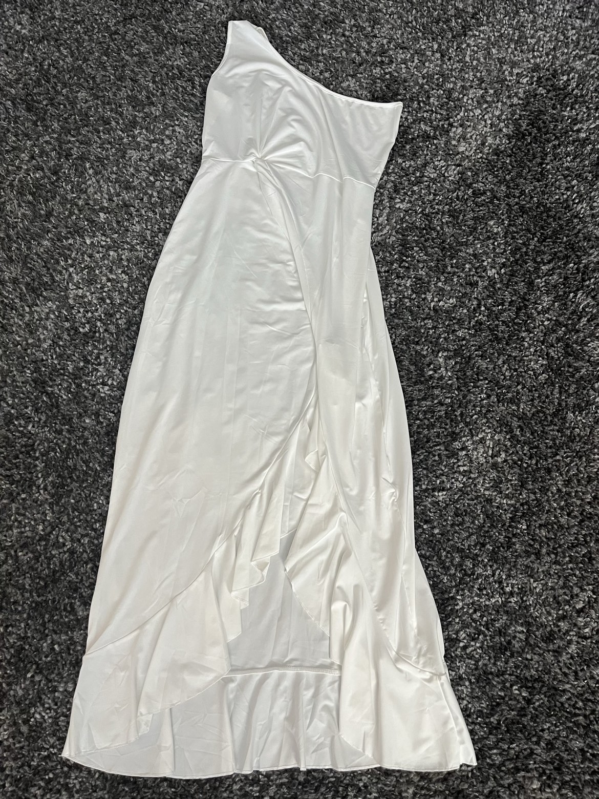White Maxi Dress off shoulder Ruched Ruffle Evening Dress - XL image indicator(3)