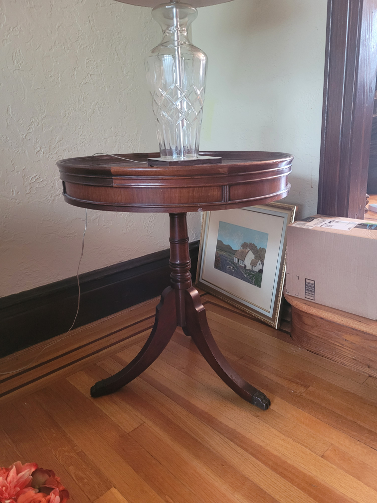 antique round wooden table