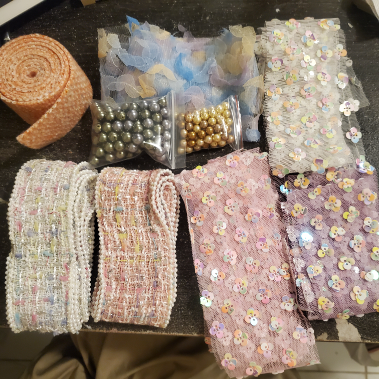 sequin ribbons woven ribbons beads