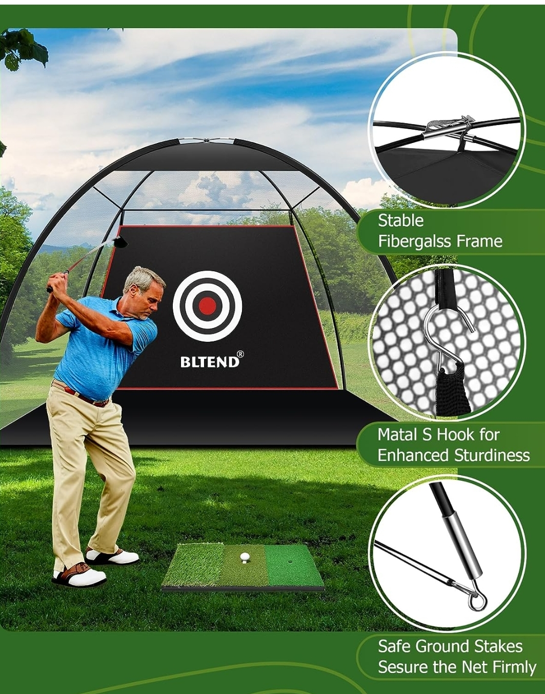 Bltend Golf Net - 10x7ft Golf Practice net thumbnail