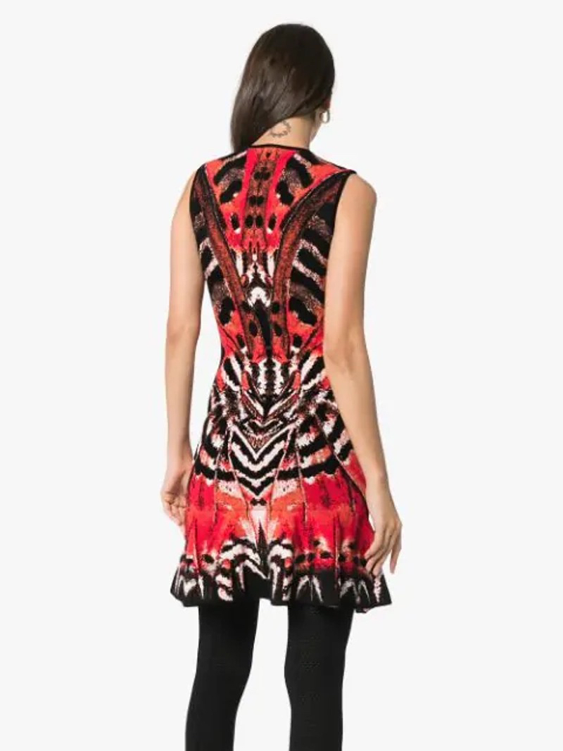 Alexander McQueen Butterfly Jacquard Red Dress image indicator(4)