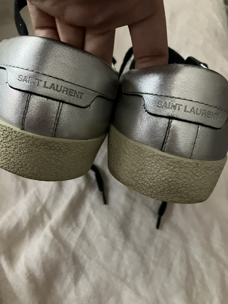 Saint Laurent YSL silver classic court sneakers size 38.5 image indicator(3)