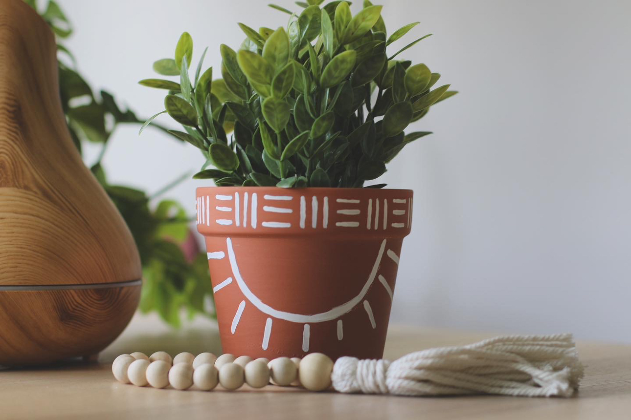 Assorted Hand-Painted Boho Planters - photo 5