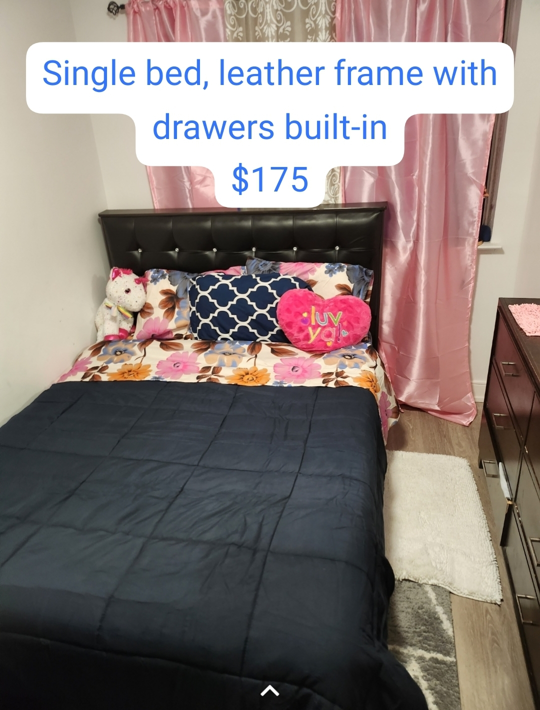 Single bed with drawers built in