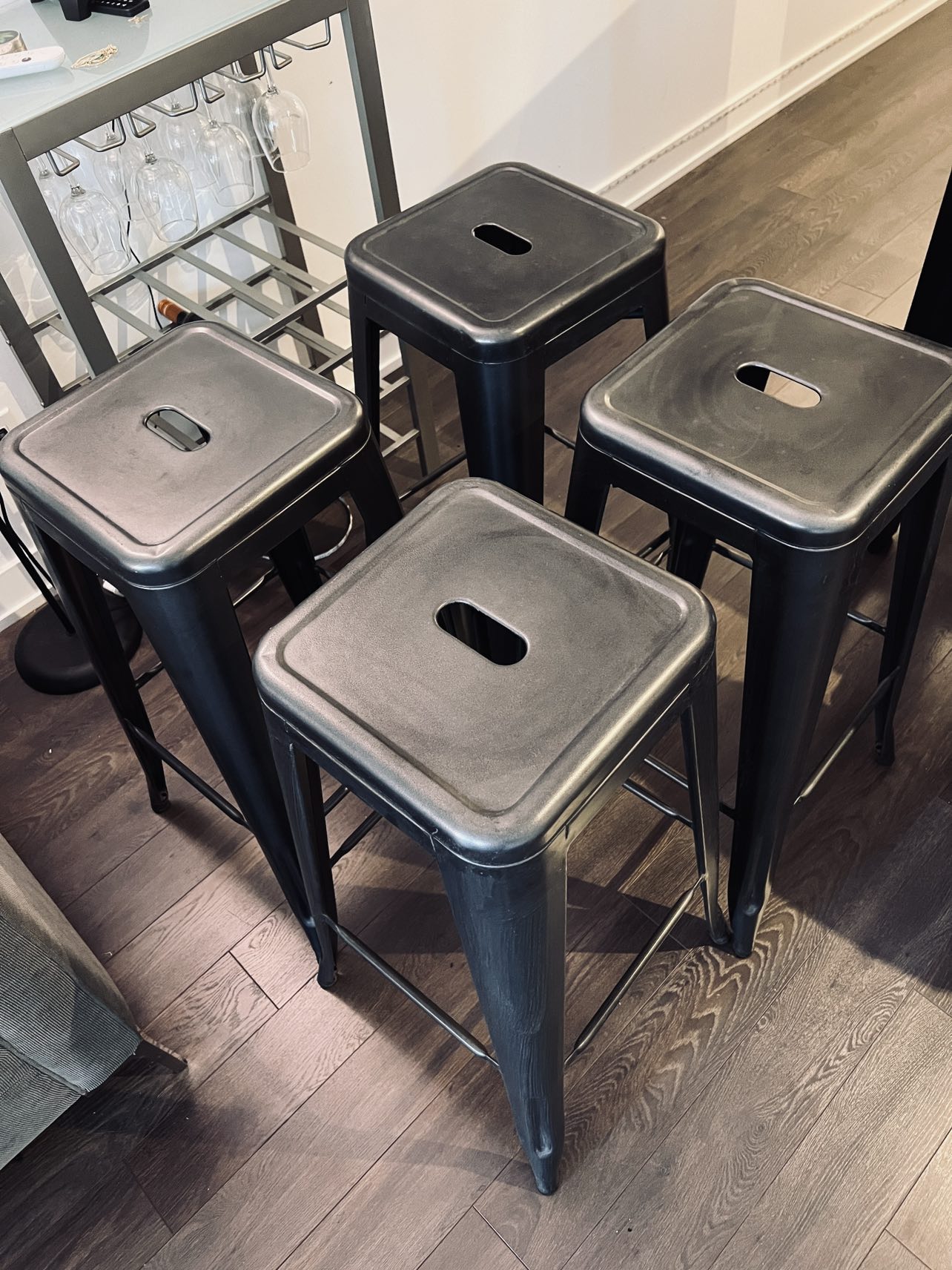 4 Gray Bar Height Stools