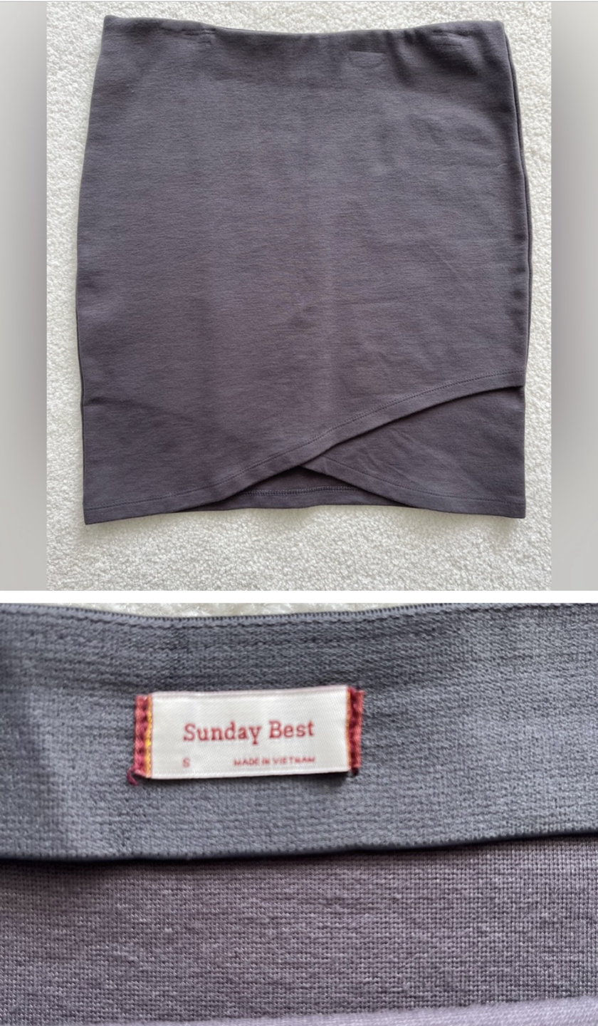 Aritzia Sunday Best crossover mini skirt in taupe- S image indicator(2)