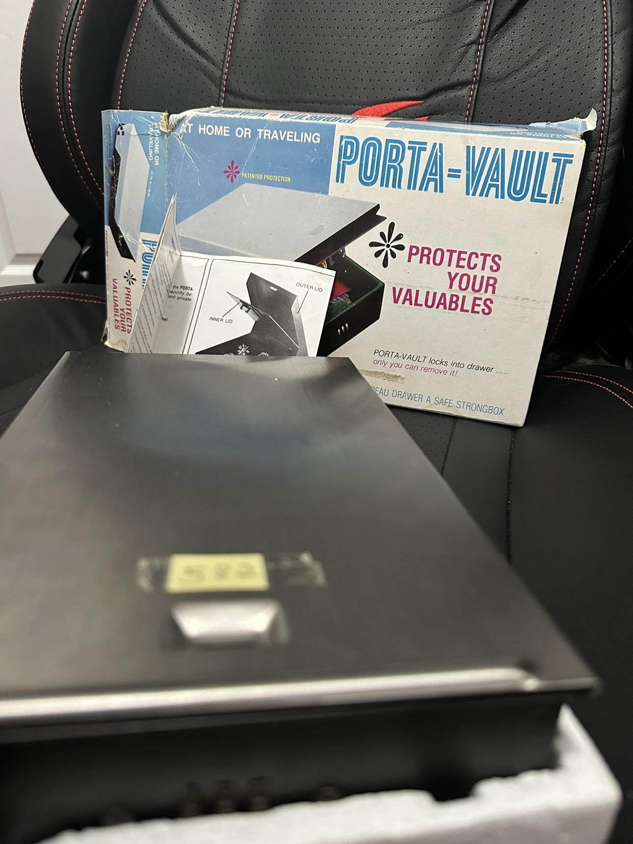 Vintage Japan Steel Drawer Safe Portable Vault Instruction & Box image indicator(2)