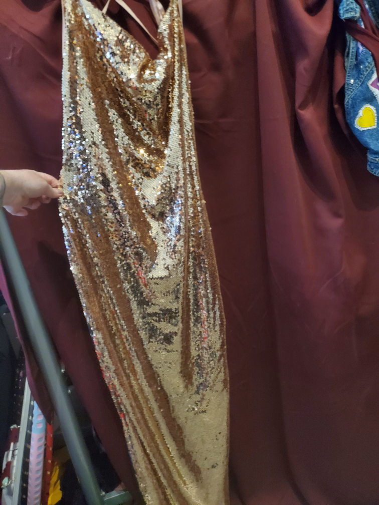 rose gold sequin gown