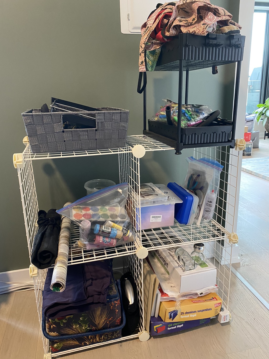 Four Cube Interlocking Grid White Wire Storage Shelves - photo 2