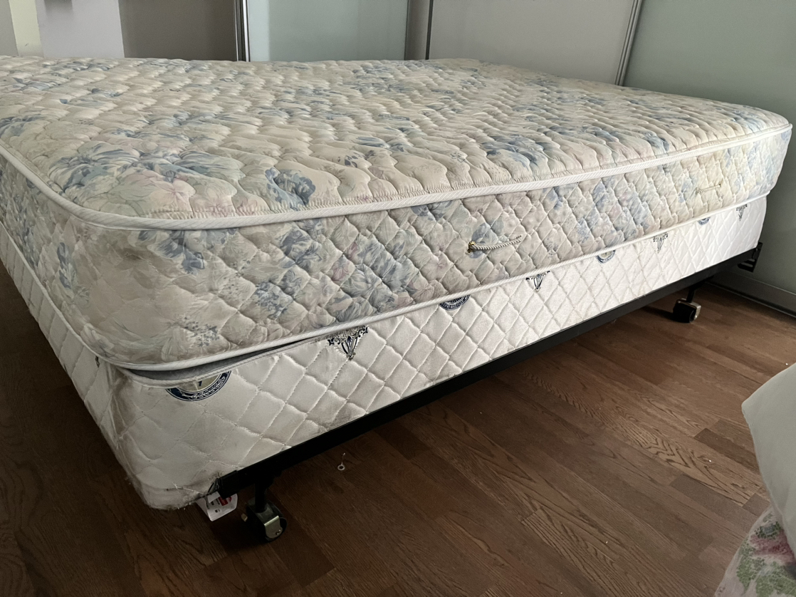 Queen Mattress + Box spring + Frame with headboard for sale - photo 2