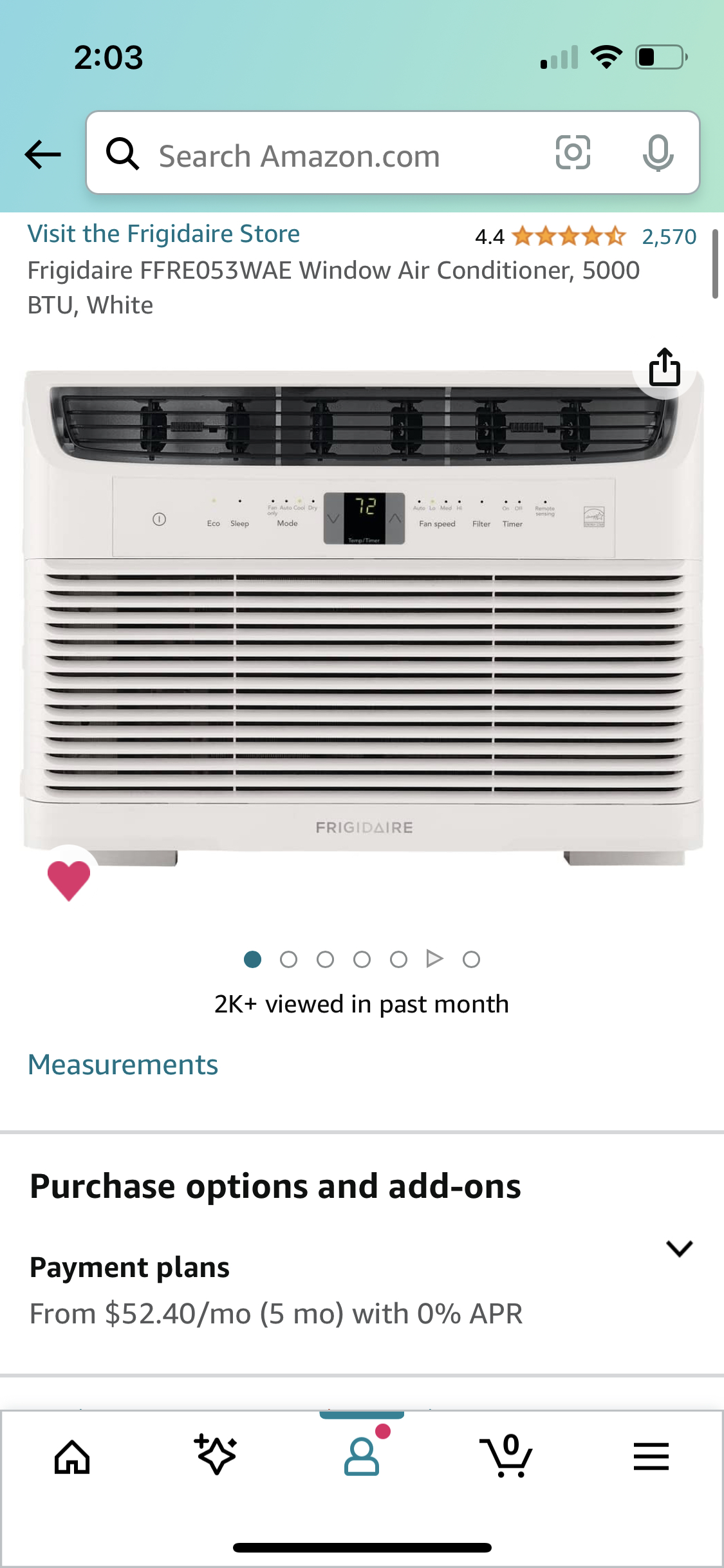 Frigidaire air conditioner 5000btu