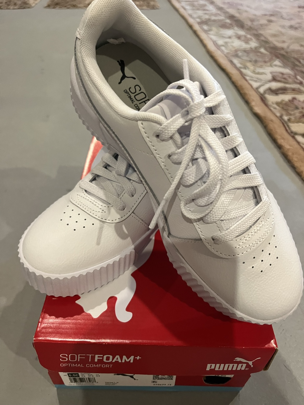 Puma Youth Girls' Carina 2.0 Jr Sneaker - WHITE - 5.5 US thumbnail