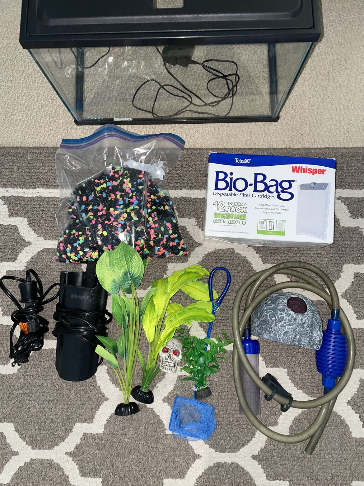 3 gallon fish tank w/ filter, heater and more