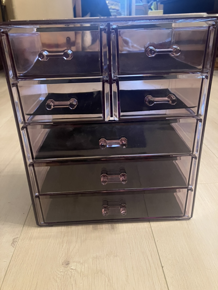 Acrylic 7 drawer makeup and beauty organizer in purple image indicator(2)