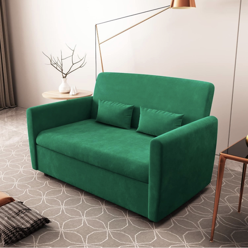 Beautiful Green Sofa Bed w/ matching toss pillows