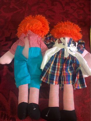 Vintage  25”Handmade  Raggedy Dolls/firm price/ pls read Descri image indicator(9)