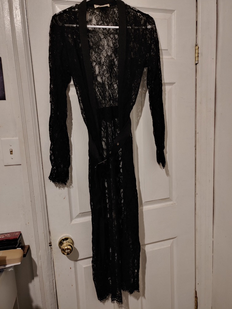 Long Black Lace Jacket with Belt