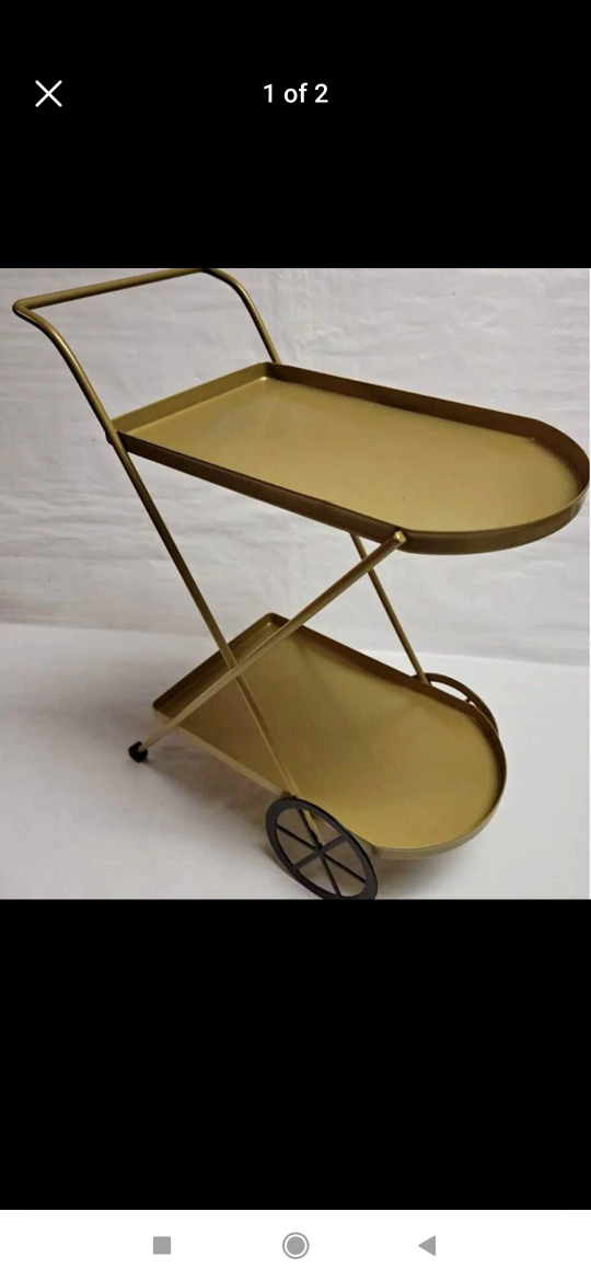 Gold 2-Tier Mini Coffee Bar Cart  Decor Metal thumbnail