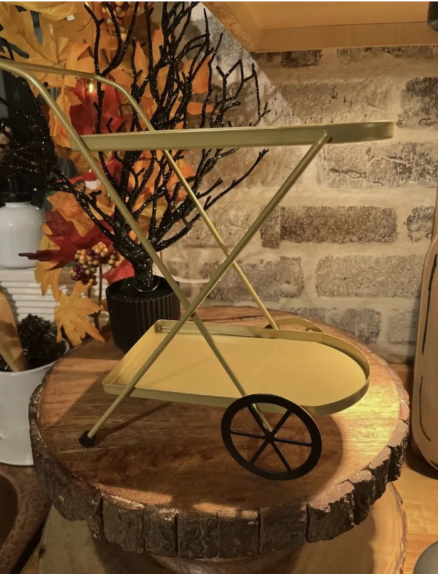 Gold 2-Tier Mini Coffee Bar Cart  Decor Metal - photo 2