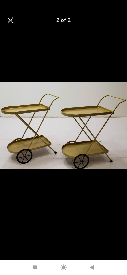 Gold 2-Tier Mini Coffee Bar Cart  Decor Metal - photo 3