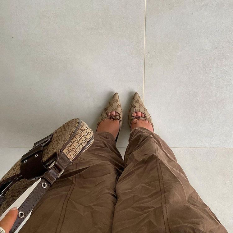 Vintage Gucci Monogram Pumps with Bow