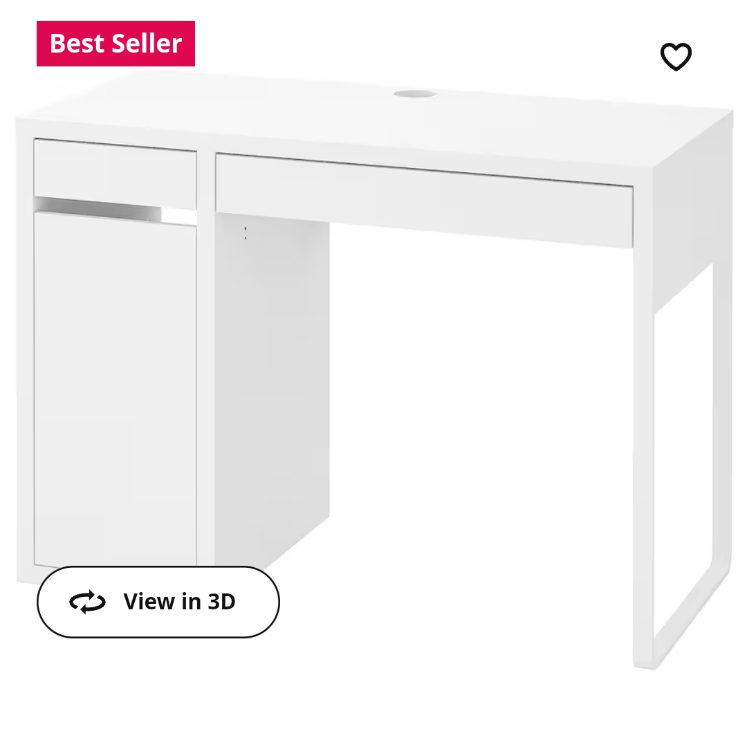 [Used] IKEA Micke White Desk with Drawers