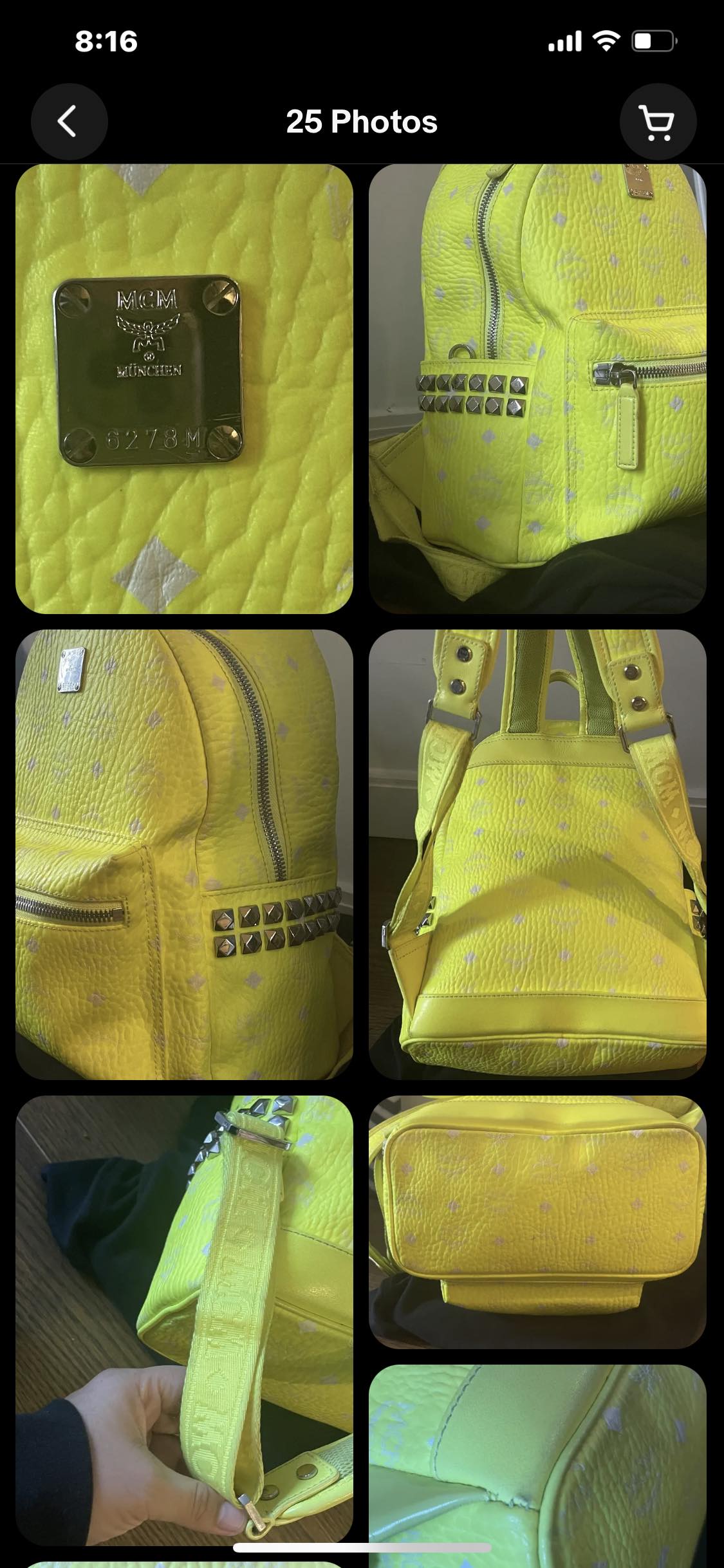 MCM VISETOS NEON YELLOW BACKPACK image indicator(2)