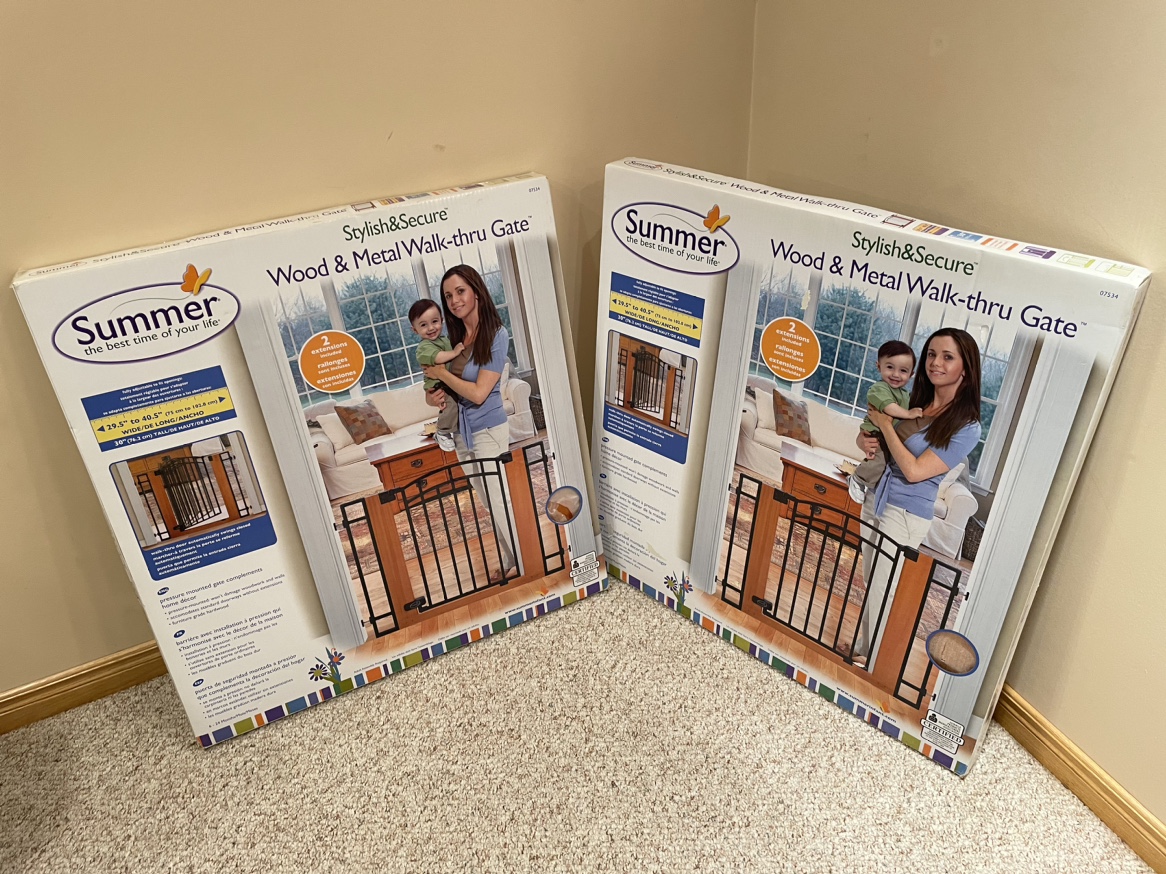 Wood and Metal Walk-Thru Baby Gate