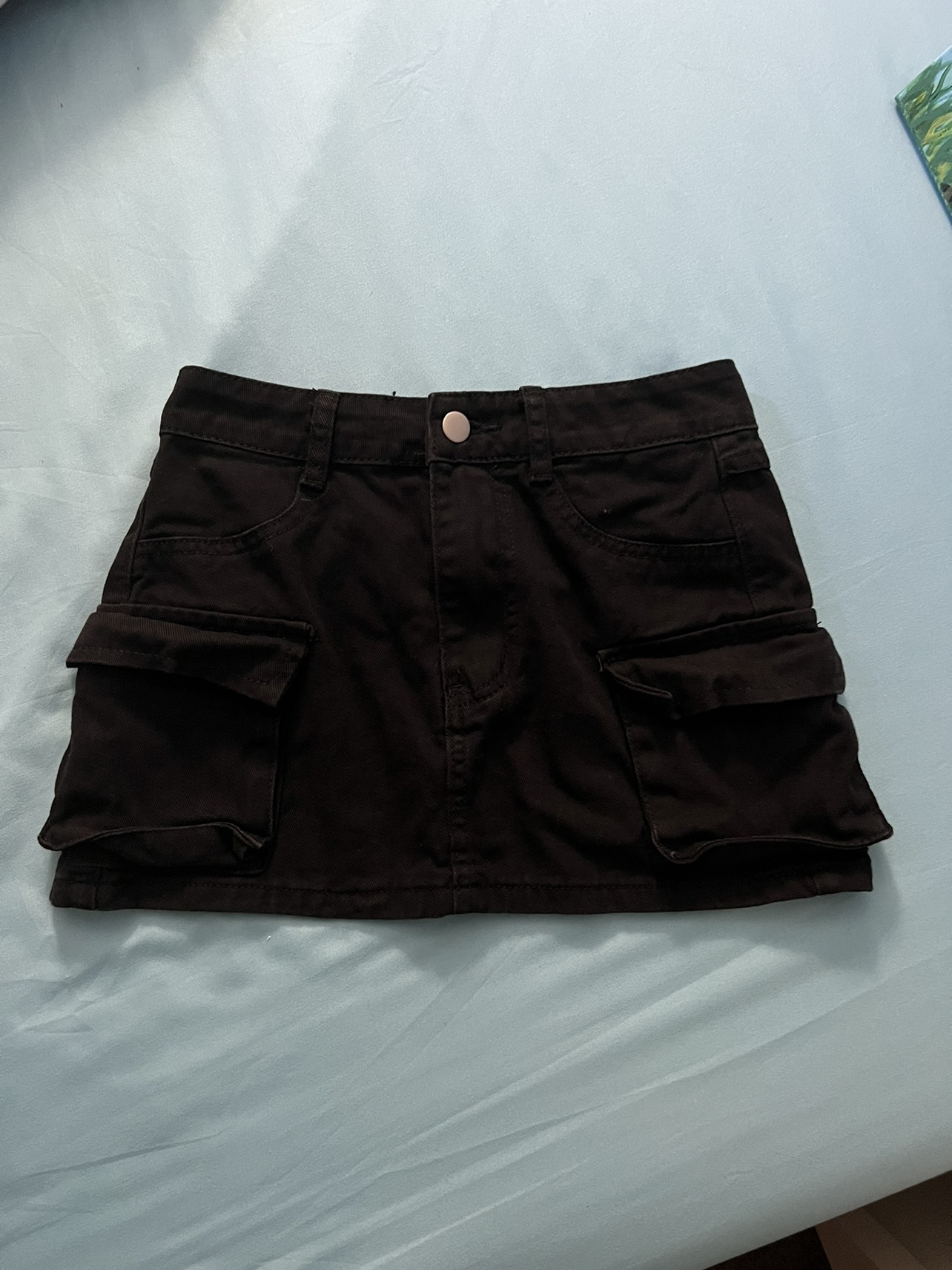 Black cargo denim mini skirt (XS)