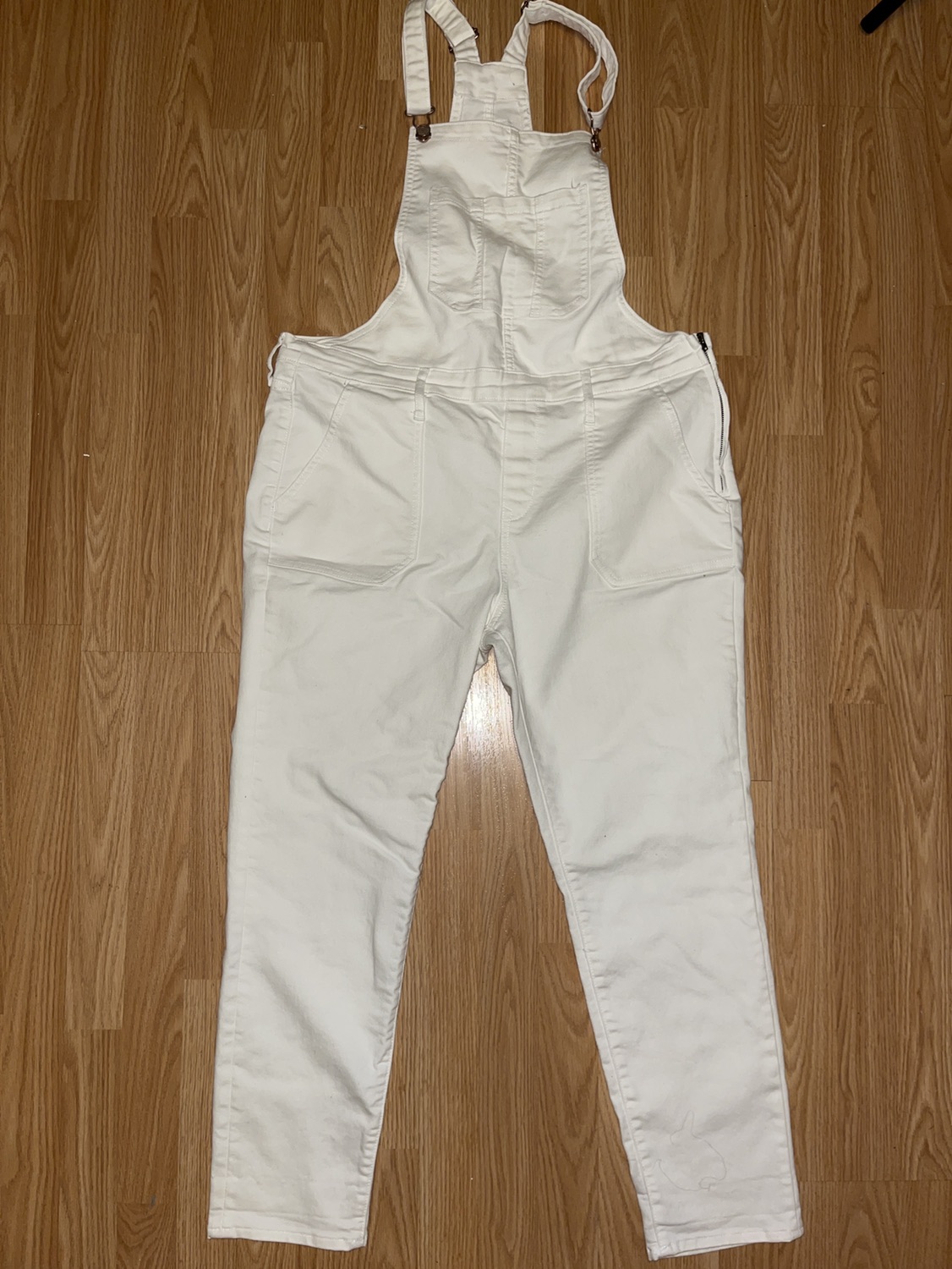 White denim overalls thumbnail