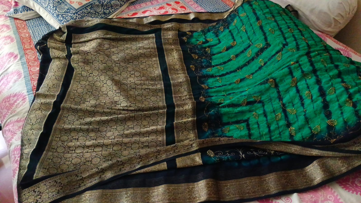 Diwali saree gorgette with banarasi work from Bangladesh. - photo 2